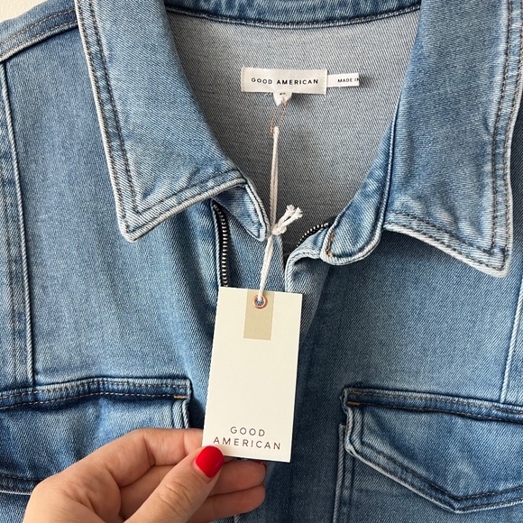 Good American Fit For Success Zip Front Short Sleeve Short Jumpsuit size 6 - 3XL - Picture 7 of 9